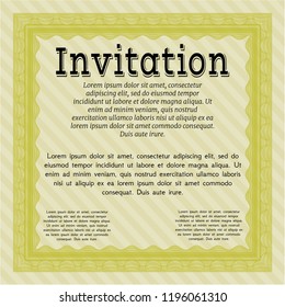 Yellow Invitation. Vector illustration. With complex background. Lovely design. 
