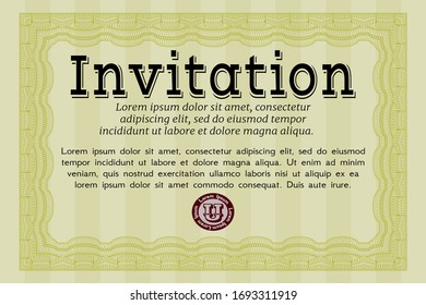 Invitación amarilla. Ilustración vectorial. Con un fondo complejo. Diseño perfecto. 