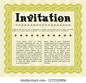 Yellow Invitation. Vector illustration. Easy to print. Perfect design. 