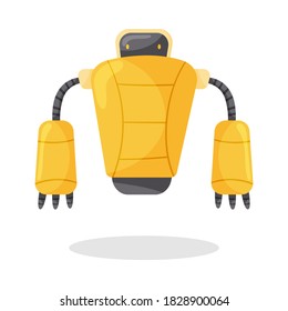 Yellow Iron Humanoid or Robot with Head and Limbs as Artificial Intelligence Vector Illustration
