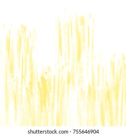 yellow irregular dry paint strokes on white background, vector illustration