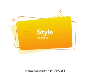 Yellow irregular rectangle, frame and hatching. Abstract geometric shape, text sample, overlay. Vector illustration for trendy posters, logos, presentation slide design