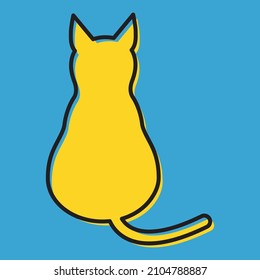 Yellow isolated design cat, icon vector. Illustration background pet label sign animal .