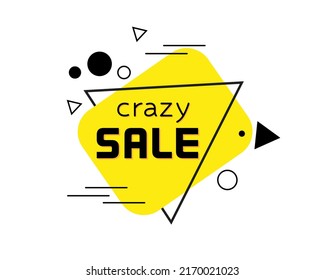 Crazy Sale. Yellow and black banner isolated on white background. Vector illustration.