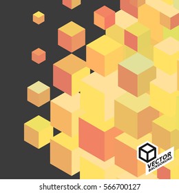 Yellow Isometric Cubes, Design Elemenent / Background | EPS10 Vector