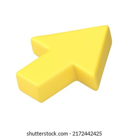Yellow isometric cursor arrow pointer realistic 3d icon vector illustration. Premium point arrow economic diagram analyzing infographic interface presentation
