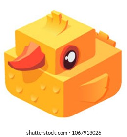 Yellow isometric duck
