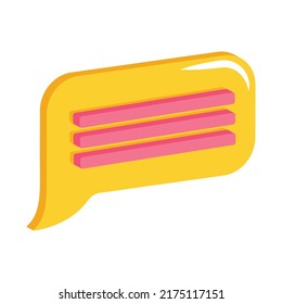 yellow isometric speech bubble on white background