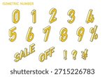 Yellow Isometric Vector Number Illustration Set