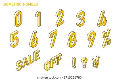 Yellow Isometric Vector Number Illustration Set