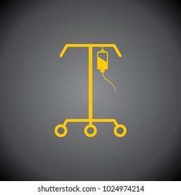 Yellow IV Stand icon on black background.