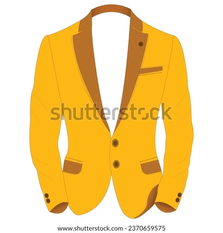 a yellow jacket with brown buttons on a white background. It is perfect for use in a variety of designs, such as website graphics, product packaging, and social media posts.