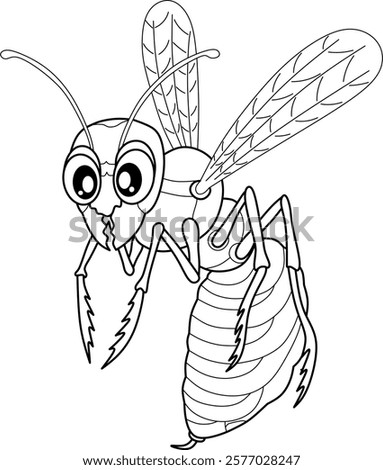 Yellow jacket cartoon line art for coloring book pages