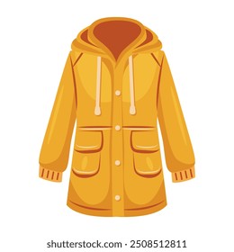 Chaqueta amarilla con capucha. Ilustración vectorial aislada sobre fondo blanco