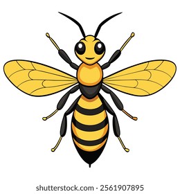 yellow jacket insect flat vector illustration on white background