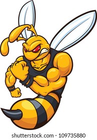 Yellow jacket mascot. Vector illustration with simple gradients. All in a single layer.