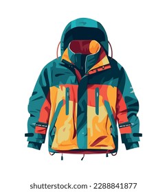 chaqueta amarilla en equipos de nieve aislados