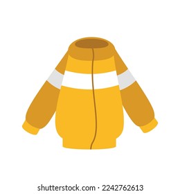 Gelbe Jacke mit weißem horizontalen Streifen in der Mitte