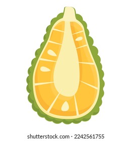 Yellow jackfruit icon cartoon vector. Fruit food. Green nature
