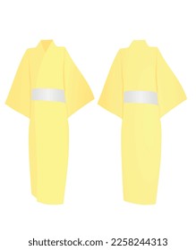 Yellow  japanese kimono. vector illustration
