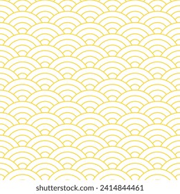 Yellow Japanese wave pattern background. Japanese seamless pattern vector. Waves background illustration. for clothing, wrapping paper, backdrop, background, gift card.