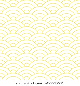 Yellow Japanese wave pattern background. Japanese seamless pattern vector. Waves background illustration. for clothing, wrapping paper, backdrop, background, gift card.