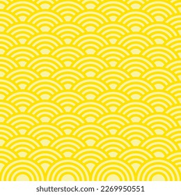 Yellow of Japanese waves seamless pattern background.
