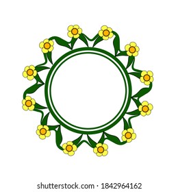 gelbe Jasminblume, Logo-Kreis auf weißem Hintergrund