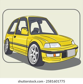 Yellow JDM car vector illustration 1 by kelikl
