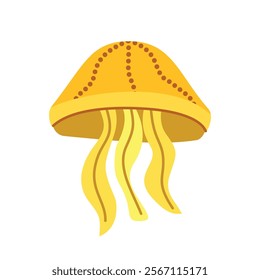 Yellow jellyfish illustration. Medusa. Jellyfish clip art. Underwater animal. Sea creatures.