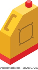 Желтая жестянка с красным основанием - изометрическая иллюстрация
