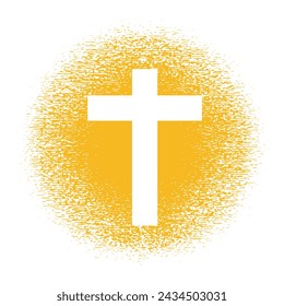 Yellow jesus christ cross splatter on white background. Good Friday cross vector design