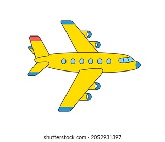 Yellow jet passenger airplane isolated vector