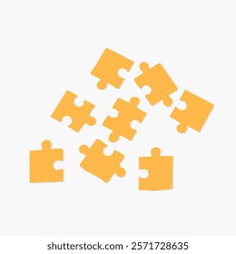 Yellow Jigsaw pieces vector illustration collage element. Jigsaw pieces element on white background, Jigsaw puzzle pieces vector collection