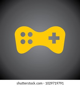 Yellow joystick icon on black background.