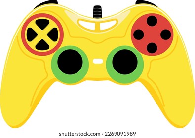 Yellow joystick. For playing computer games. Vector illustration.