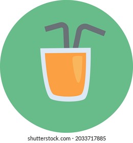 Yellow juice with straws, illustration, vector, on a white background.