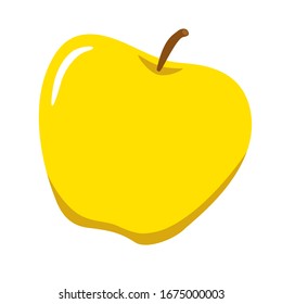 Yellow Juicy Fresh Apple For Healthy Food, Diet, First Bait, Juice, Flat Illustration, Anti-coronavirus, Fortification, Yoga, Vegetarianism, Printing On A Mug Or Plate