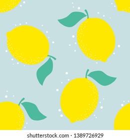 Yellow juicy lemon. Seamless background with lemon.
Vector illustration of ripe lemon. Hand drawn fruit. Citrus. Healthy food. Vitamin C. 