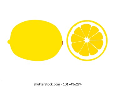 Yellow juicy lemon with a slice of lemon on the isolated white background.
Vector illustration of ripe lemon. Hand drawn fruit. Citrus. Healthy food. Vitamin C.