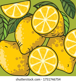 Yellow juicy lemon. Sour and useful citrus.