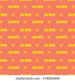 yellow june writing on orange background vector