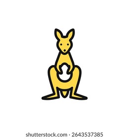 Canguru amarelo representa ilustração de vetor mínimo isolada