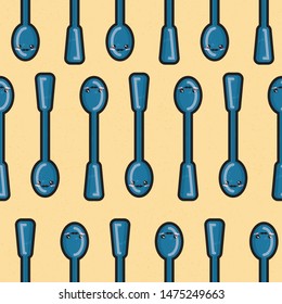 Yellow kawaii teaspoon seamless pattern print background
