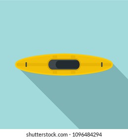 Yellow kayak icon. Flat illustration of yellow kayak vector icon for web design