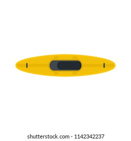 Yellow kayak icon. Flat illustration of yellow kayak vector icon for web isolated on white