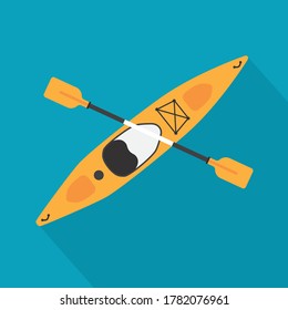 yellow kayak with oar icon- vector illustration