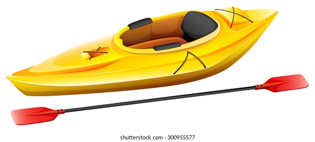 Yellow kayak with one seat and paddle