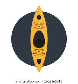 Yellow kayak with top views. Vector illustration