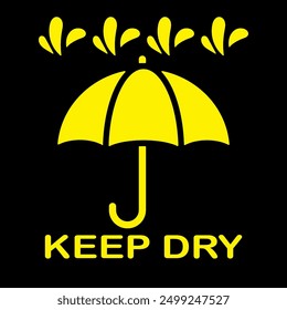yellow keep dry sign logo on black